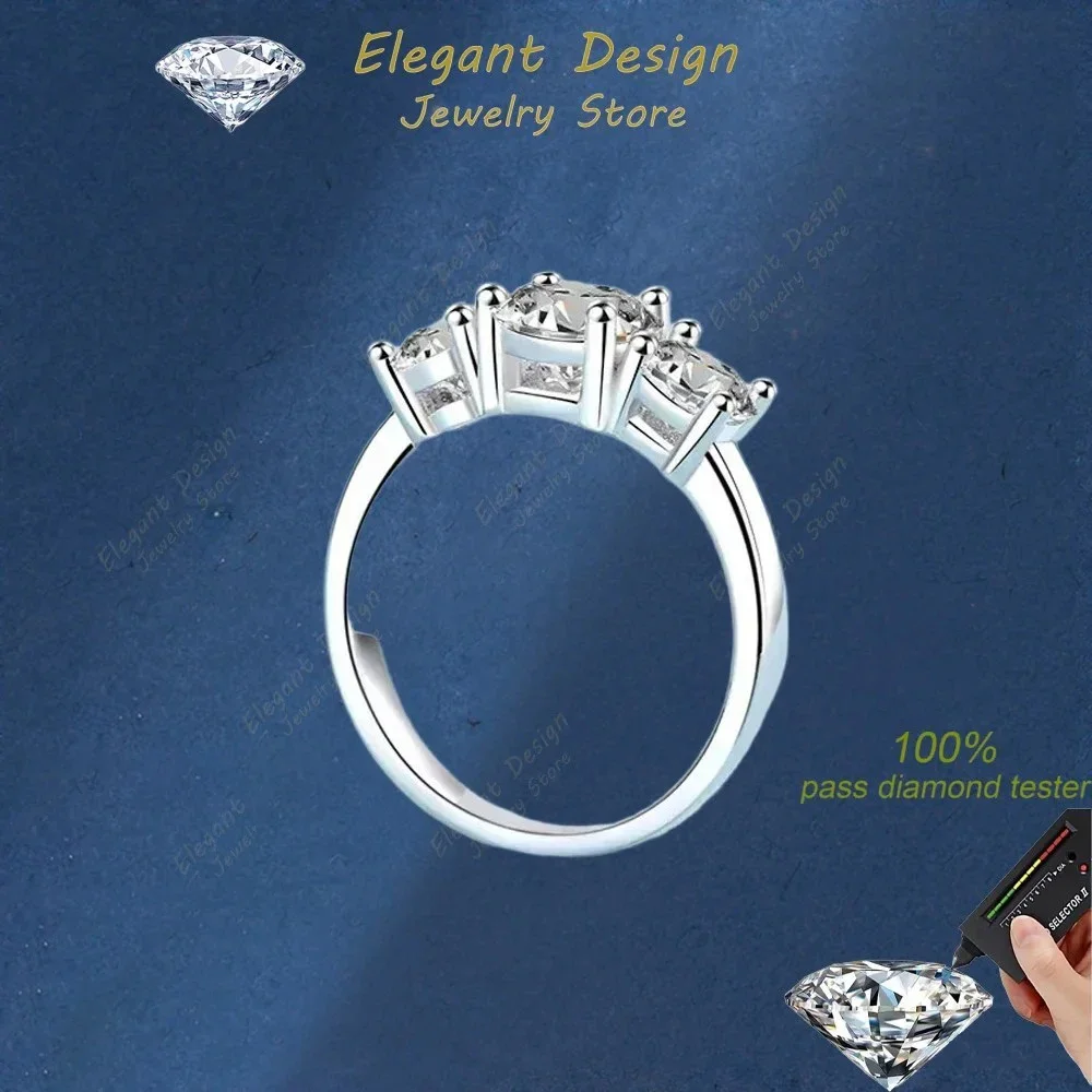 Elegant Store 2Carat Three Moissanite Ring for Women, Designer Jewelry 18K White Gold Luxury Fine Jewelry Engagement Ring