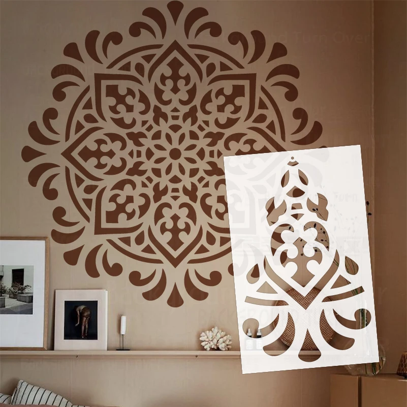 100cm - 140cm Wall Stencil For Painting Decorative Putty Decor Decors Brick Rococo Template Big Large Mandala Ceiling Round S106