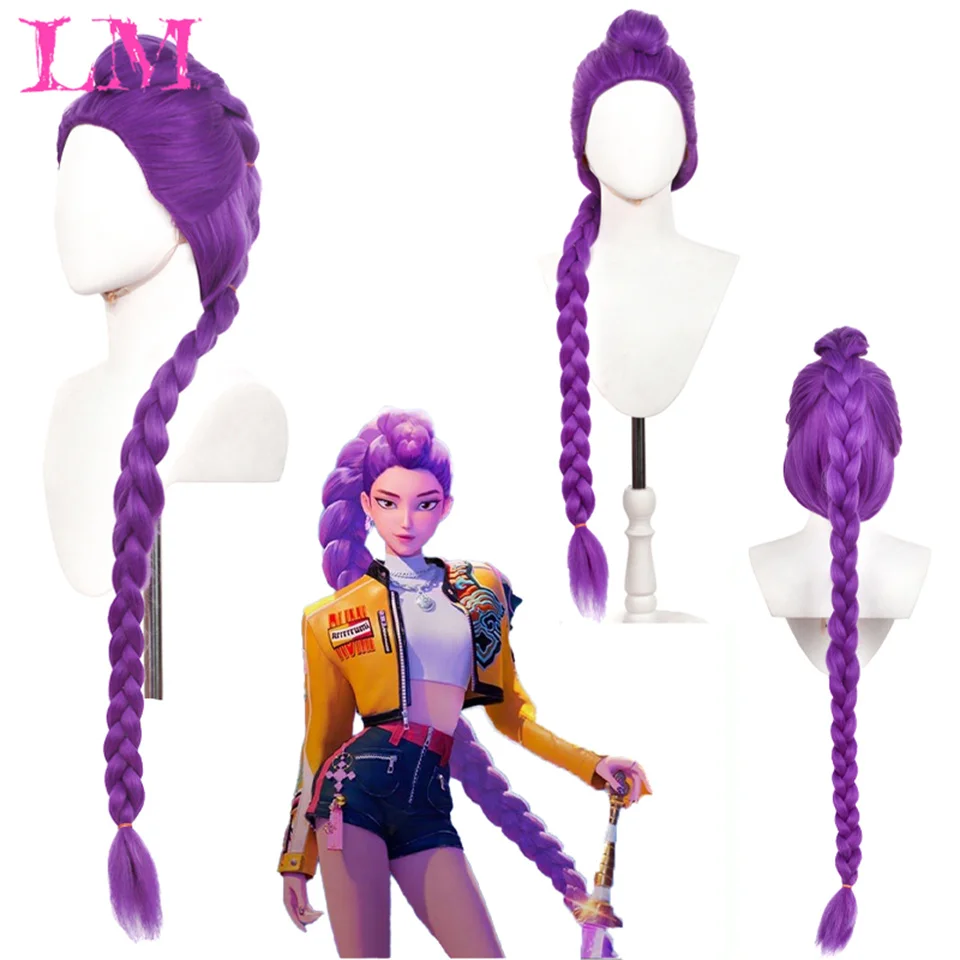 LM شيطان الصيادين زي رومي الباروكات تأثيري الاطفال أنيمي ميرا زوي زي الباروكات للنساء الرجال الأرجواني جديلة شعر مستعار هالوين تأثيري Pr #1