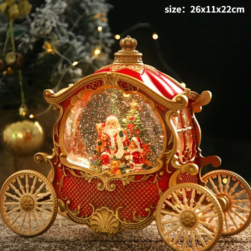 Pumpkin Wagon Music Box Crystal Ball Night Light Ball Music Box Birthday Gift Valentine's Day Friend Present Home Decor Desktop