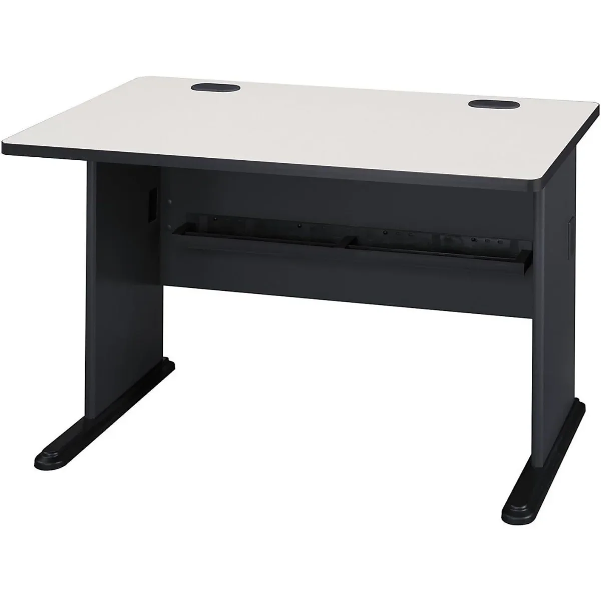 Mesa de oficina pequeña para el hogar o espacio de trabajo profesional, mueble de negocios serie A, 48W, escritorio de computadora en espectro blanco y pizarra