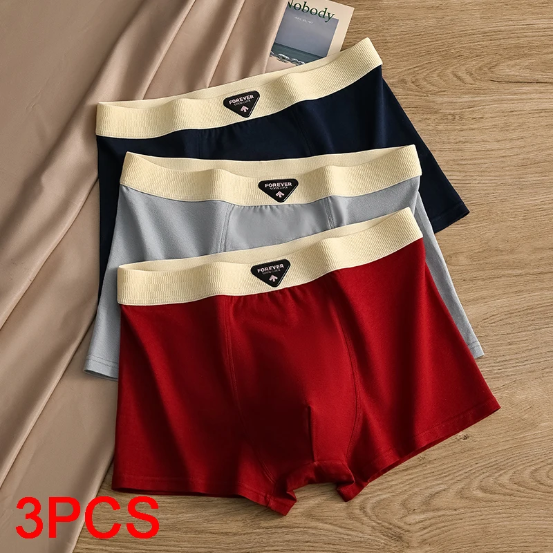 

3Pcs Men Breathable Boxers Underpants Fashion Man Underwear Hot Sports Shorts Men Men's Boxer Briefs Men's Square Panties Cotton