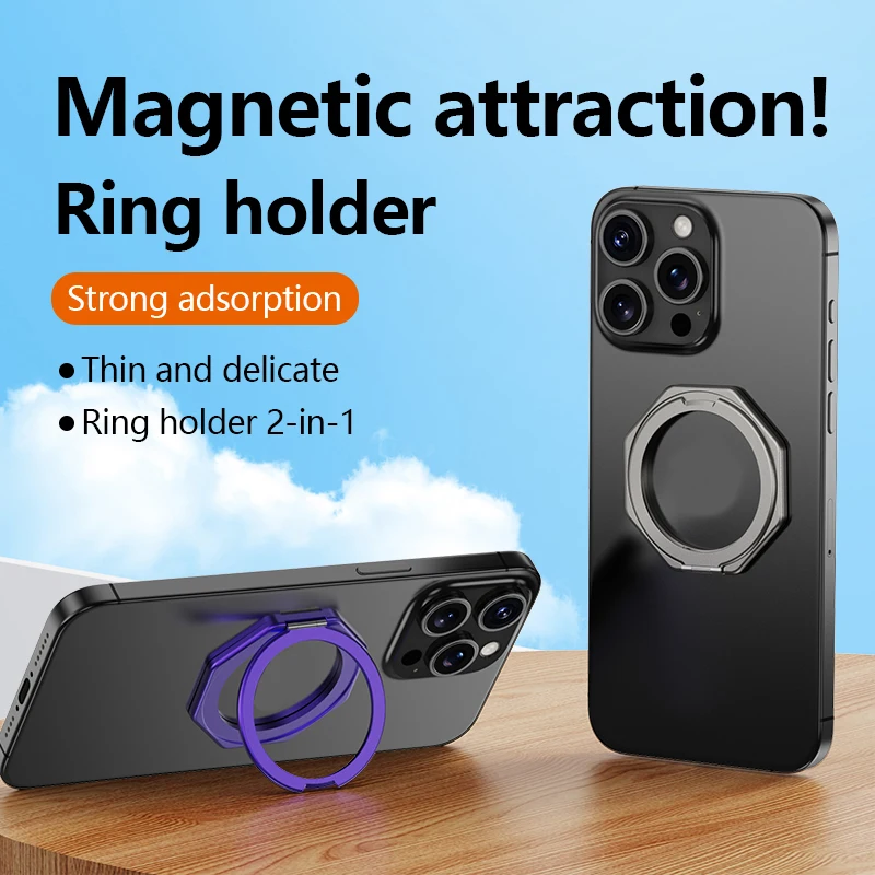 For Magsafe Magnetic Aluminum Alloy 1Pcs Ultra Light And Ultra Thin Strong Suction Rotating 360 Wall Stickers Everywhere Folding