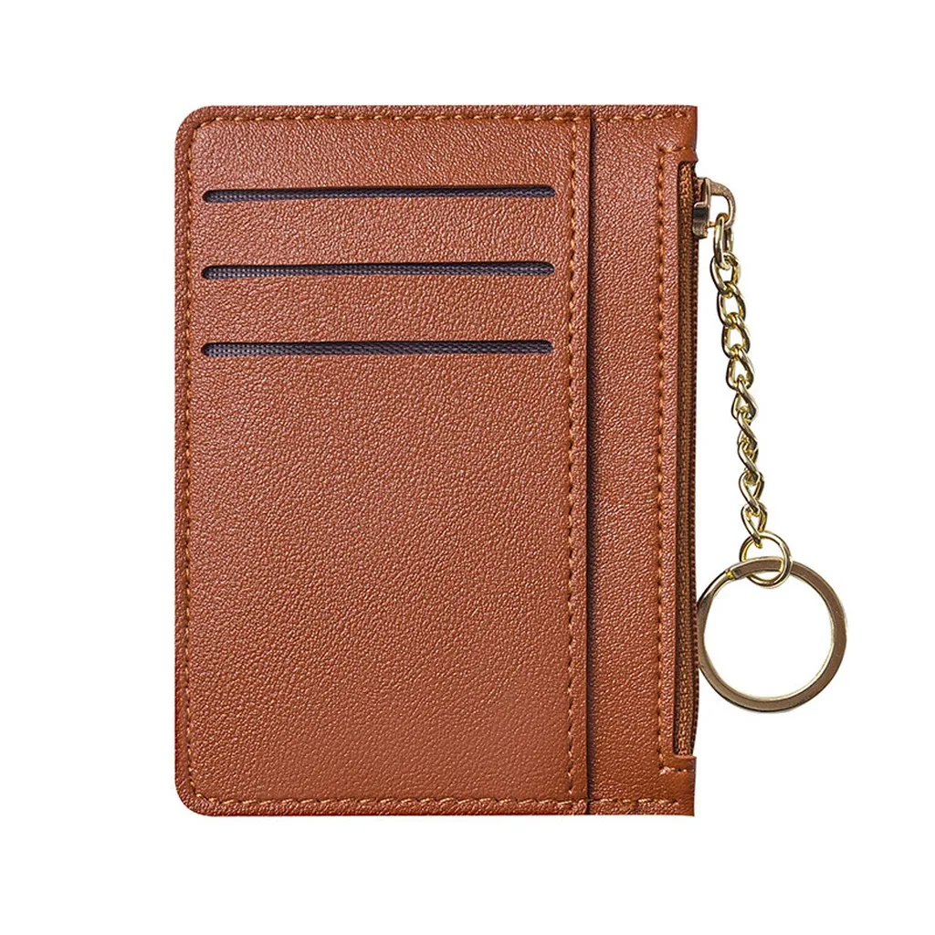 Pu Leather Card Holder Compact Credit Card Holder Coin Pocket Wallet Double Sided Id Holder For Travel Loose Change Id Cards