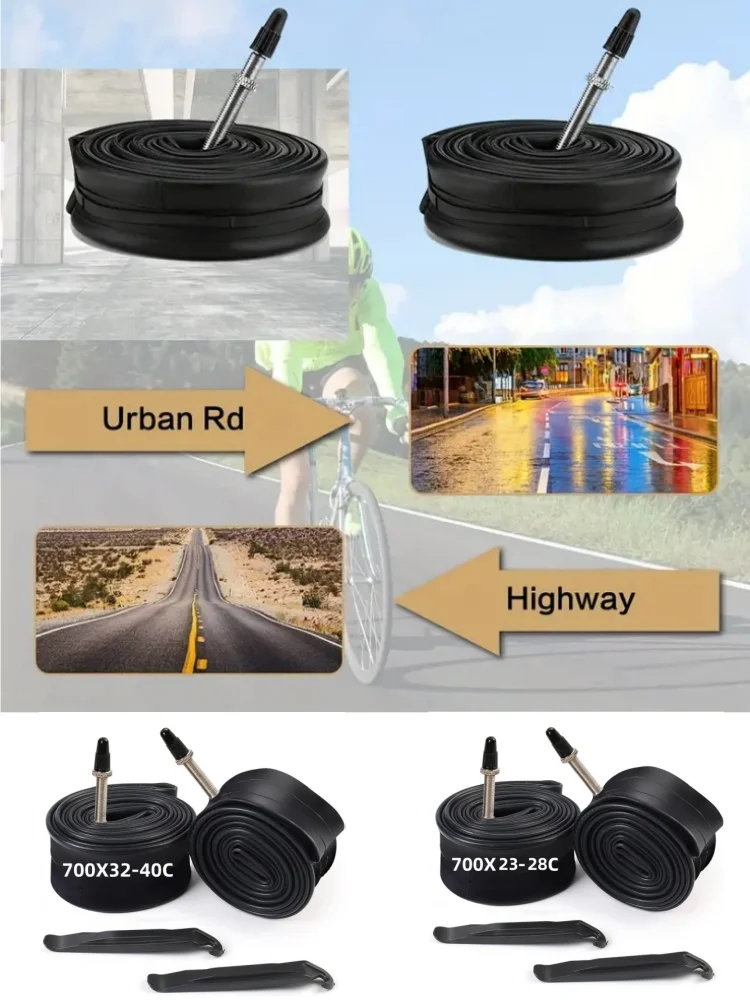 AliExpress NONE 2pcs 700c Bike Tube for 700x32-40c, 700x23-28，28 inch Bicycle Inner Tube for Road Bike, Gravel Bike, Mountain Bike