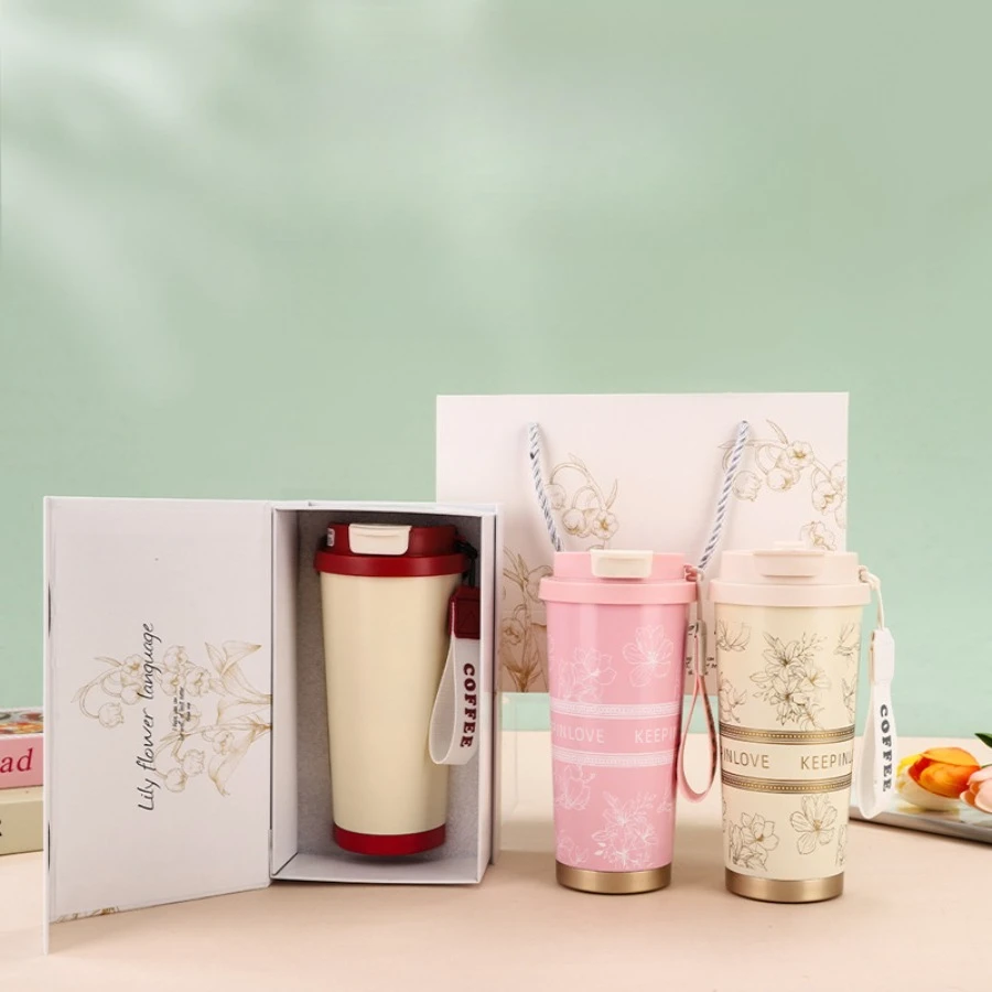 

New High Appearance Stainless Steel Inner Pot Coffee Insulated Cup for Girls, Dual Drinking Portable Handheld Water Cup