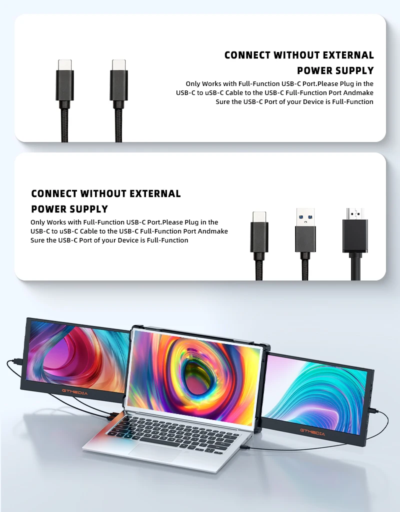 GTMEDIA-Mate X Monitor Portátil, Dual Extender Screen, 11.6 ", USB C, HDMI, Multi-sistema, Compatível para Laptop, Telefone, ect