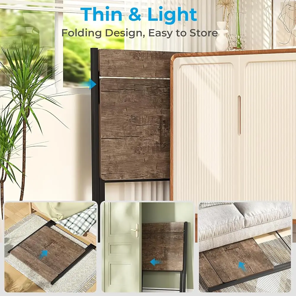 Folding Desk No Assembly Required Small Size, 2-Tier Foldable Computer Desk With Shelf For Home Office, Space Saving Portable