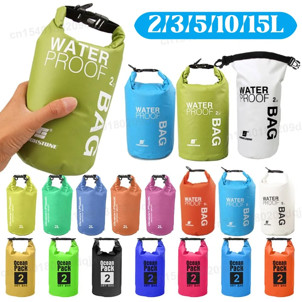 2/3/5/10/15L Waterproof Dry Bag Pack Sack PVC Swimming Rafting Kayaking River Trekking Floating Sailing Boating Water Bag
