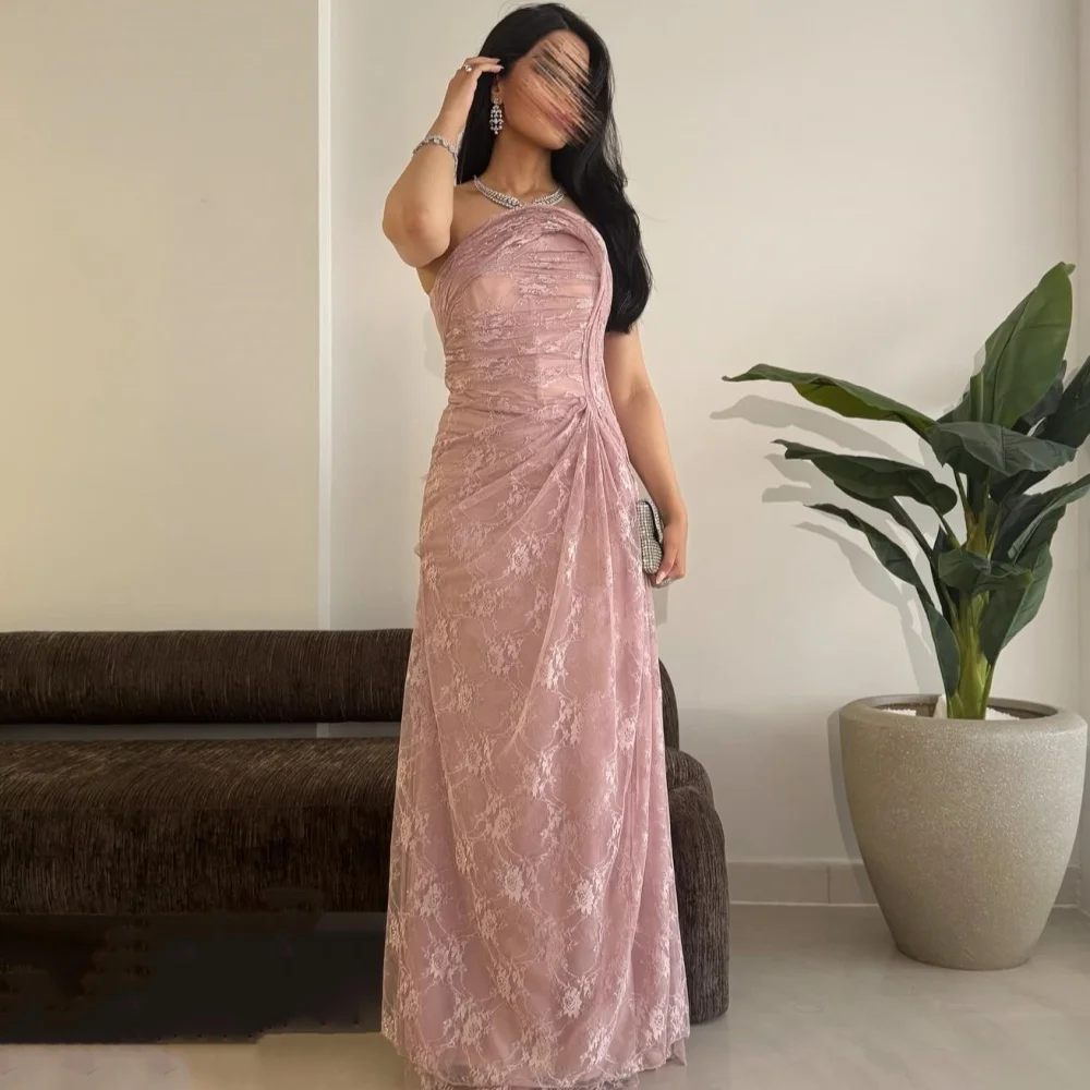 

Customized Matching Classic Lace Ruched Straight Strapless Long Dresses Bespoke Occasion Dresses Sizes Available High Quality