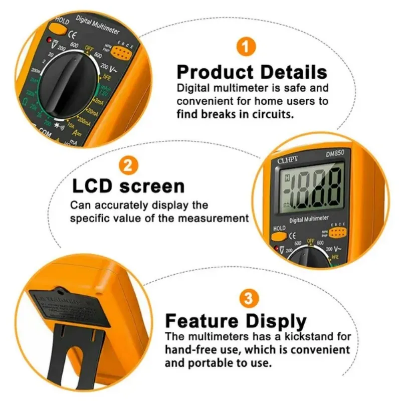 Imagem -06 - Portátil Lcd Automático Profissional Multímetro Digital Conta Auto ac dc Votage Tester Ohm Amperímetro Atual Detector Tool 1pc