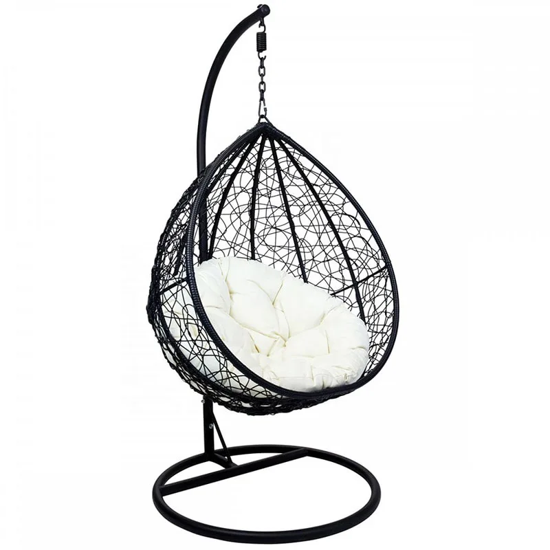Latest Rattan Egg Single Swing Chair Parts with Round Base Outdoor Rattan Hanging Lounge Chair Pear Shape