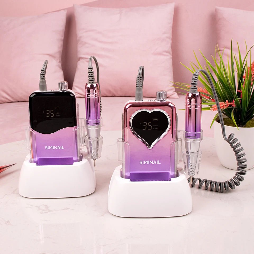Máquina profesional de fresas para uñas SIMINAIL 35000RPM, lima eléctrica portátil recargable, kit de manicura con fresas 3