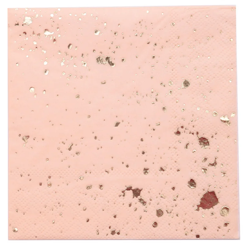 AA20-5X Gold Blocking Pink Marble Texture Disposable Tableware Set Paper Napkins Party Wedding Carnival Tableware Supplies