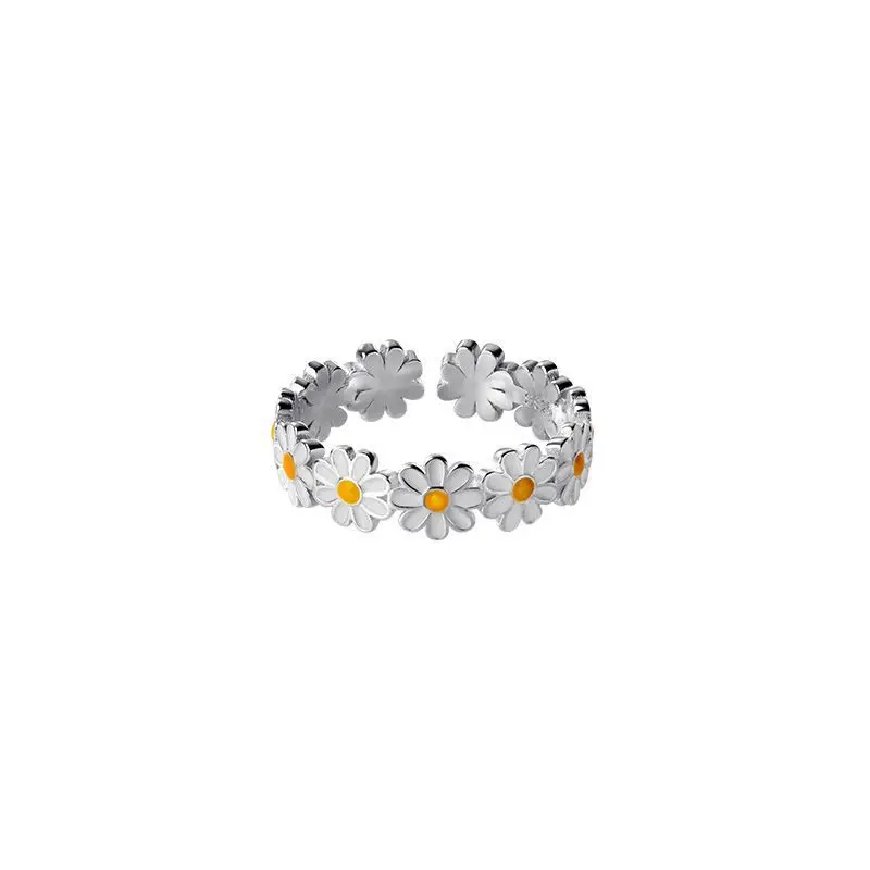 Y2K Daisy Flower Ringen voor Vrouwen Koreaanse Verstelbare Opening Vinger Ring Bruid Bruiloft Engagement Verklaring Verjaardag Sieraden Geschenken