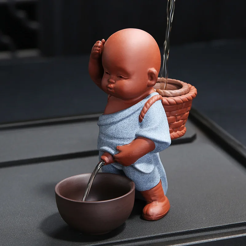 Zisha Tea Strainer Peeing Little Monk Decoration Creative Piss Child Doll Spray Ceramic Character Craft Tea Filter Accessories