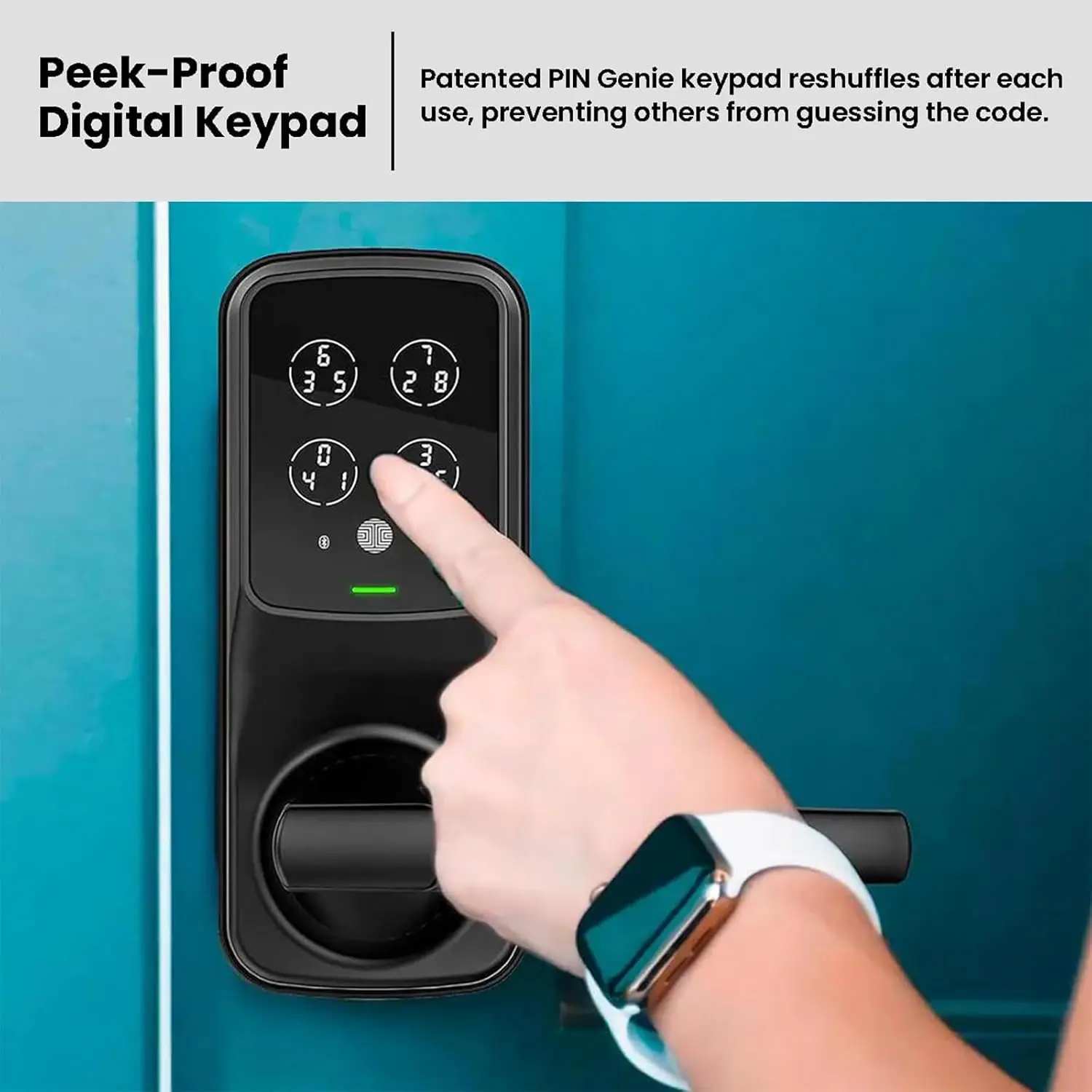 Fechadura de porta inteligente Bluetooth, fechadura de porta de entrada sem chave, sensor biométrico de impressão digital PIN 3D, automóvel