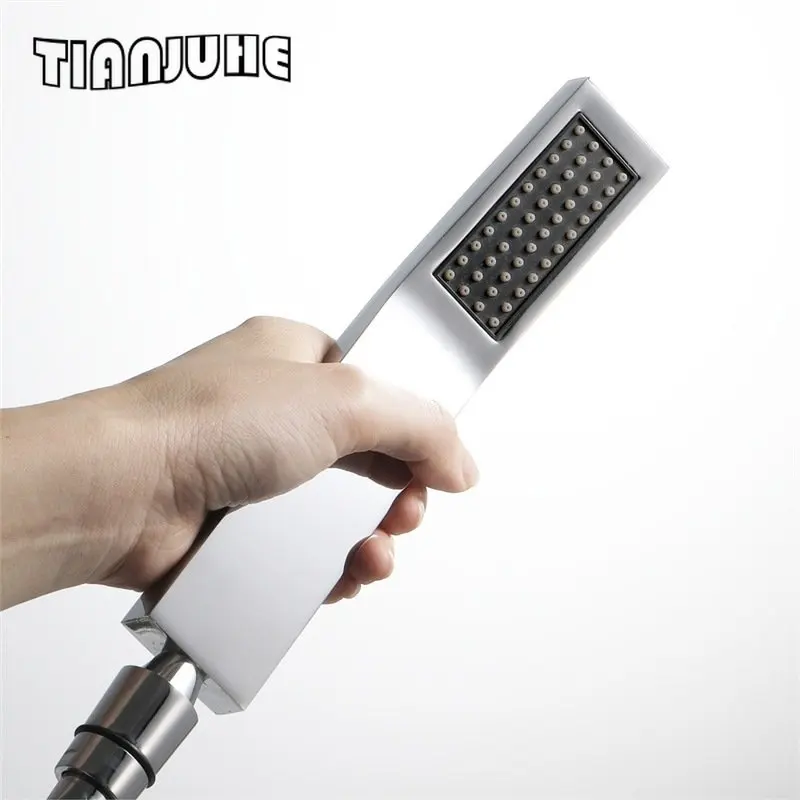 Hand Dusche Kopf Set Messing Handheld Dusche Zauberstab mit Wand Halterung Verstellbare Ellenbogen Halter Moderne Rechteck Hand Dusche