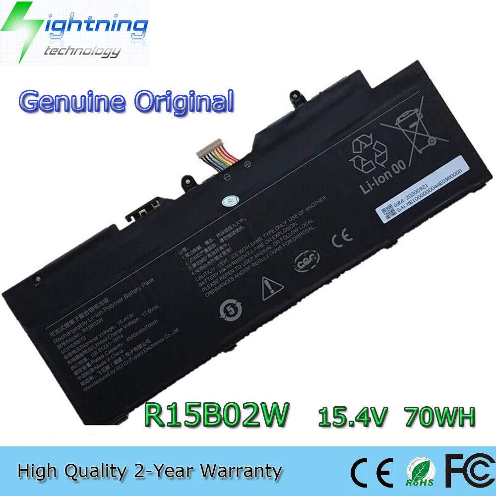 

New Genuine Original R15B02W 15.4V 70Wh Laptop Battery for Xiaomi Pro 15.6'' GTX TM1701 i3 8130U i5 8250U i7 8550U R15B01W