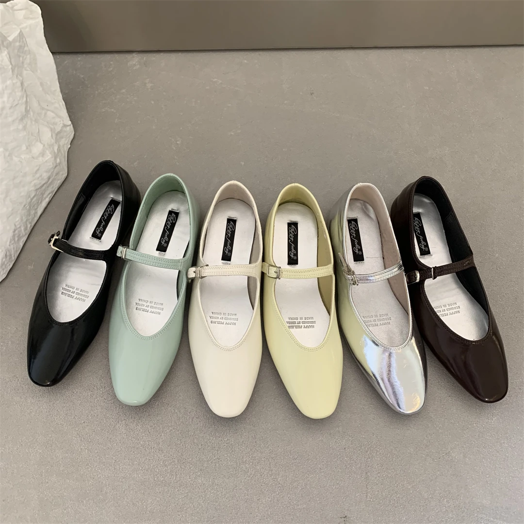 Women Flats Mary Jane Ballet Shoes Female Square Toe Female Ballets Shallow Ladies Casual Soft Mary Jane Shoes Outdoor Dress Fla