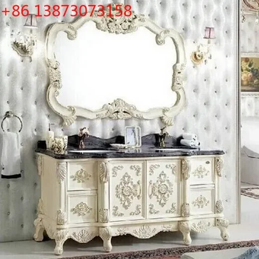 

European bathroom cabinet, floor-to-ceiling oak washbasin cabinet combination, solid wood bathroom cabinet