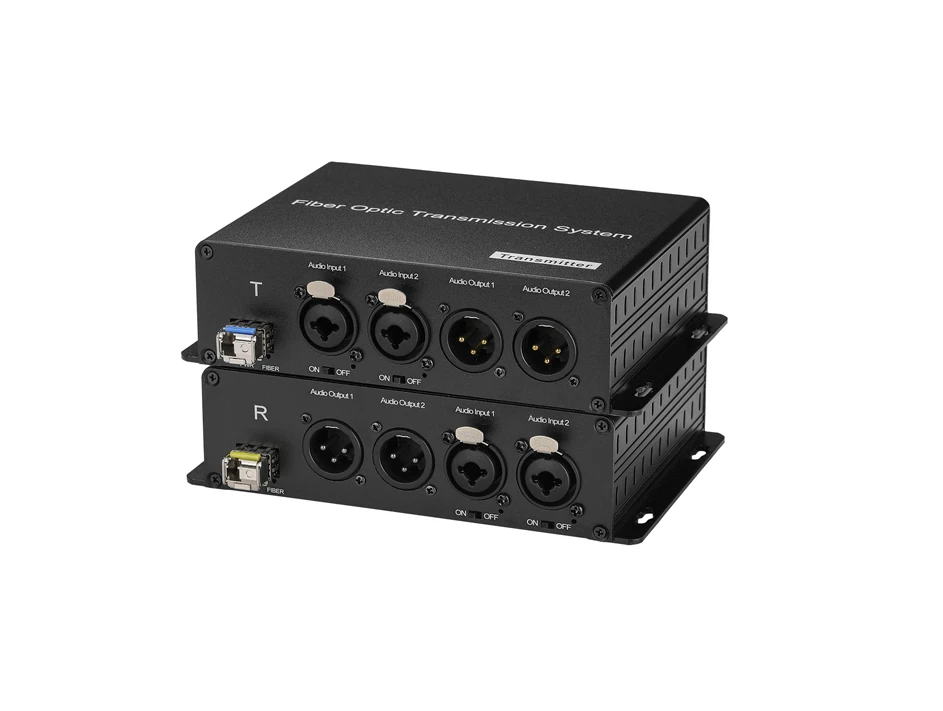 2 Channels Bidirectional Broadcast Balanced Audio XLR to Fiber Optical Converter 20km Audio Fiber Optic Media Converter