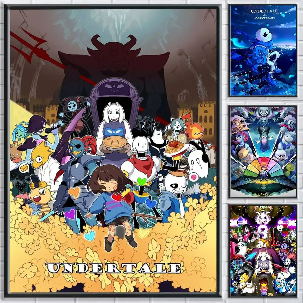 Anime Game Undertale  Poster Self-adhesive Art Waterproof Paper Sticker Coffee House Bar Room Wall Decor