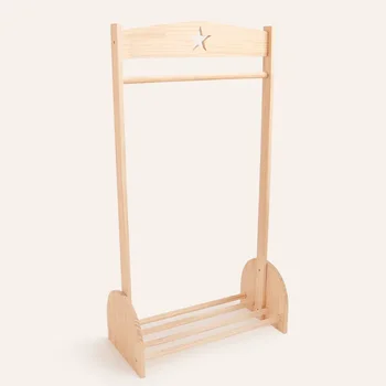 Nordic Style Creative Design Solid Wood Children's Furniture Clothes Hanger Bedroom Clothes Storage Rack Baby Closet Shoe Shelf