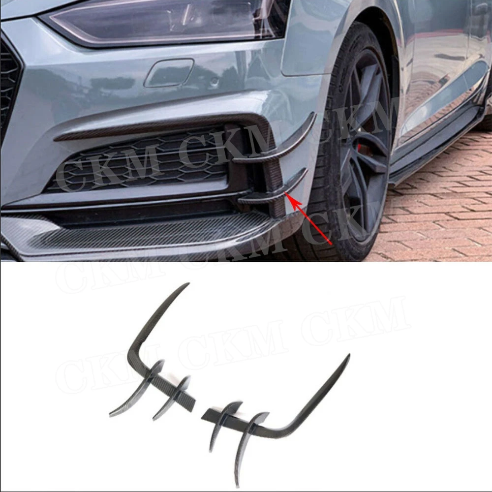 Dry Carbon Fiber Front Fog Lamp Bumper Moulding Trims Cover for Audi A5 Sline S5 2012-2016 FRP Bumper Decoration Car Styling