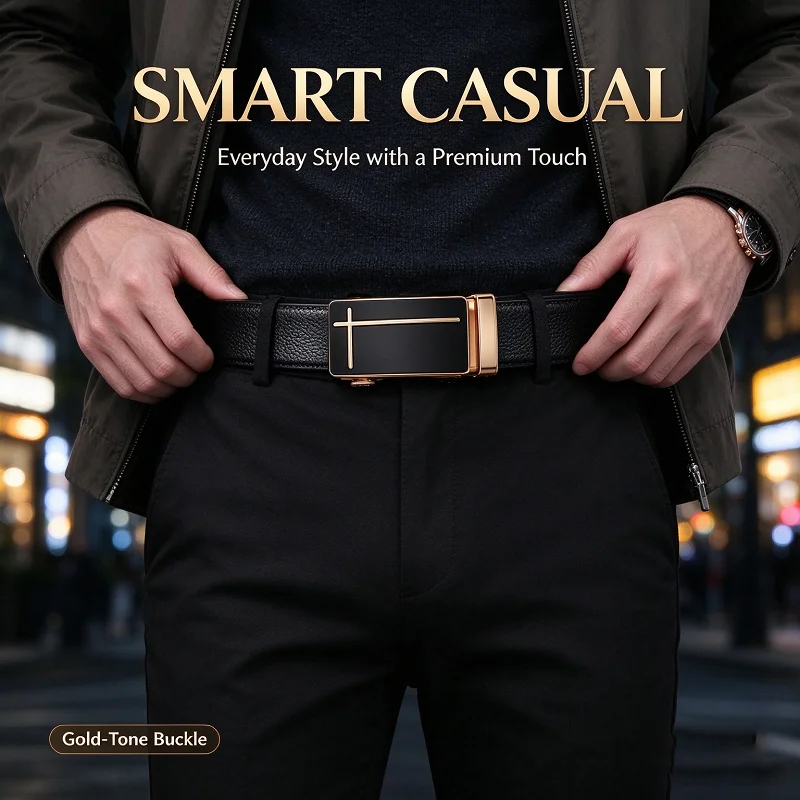 Belt Men Automatic Buckle Belt - Leatherwork Designs ulasan dan harga