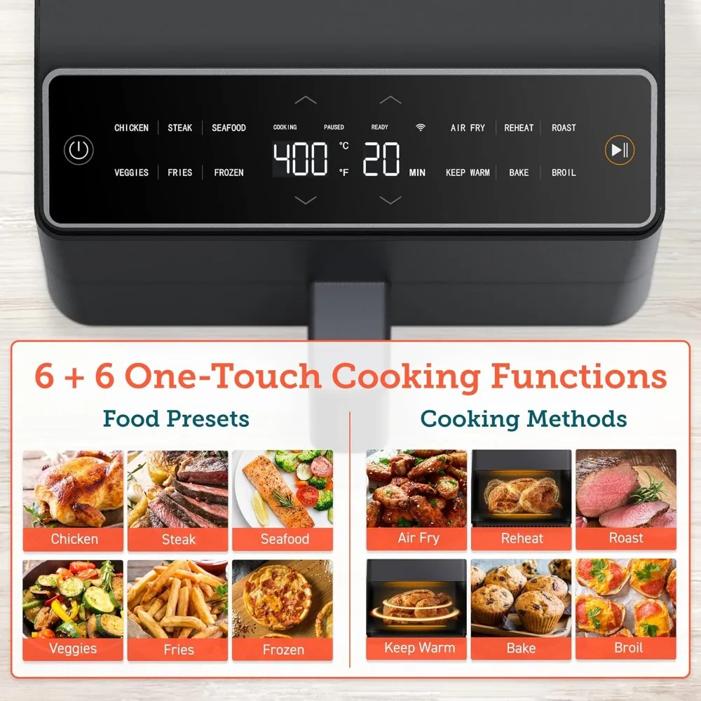 Air Fryer Dual Blaze, 6.8-Quart, Precise Temps Prevent Overcooking, Heating Adjusts for a True Air Fry, Bake, Roast, and Broil