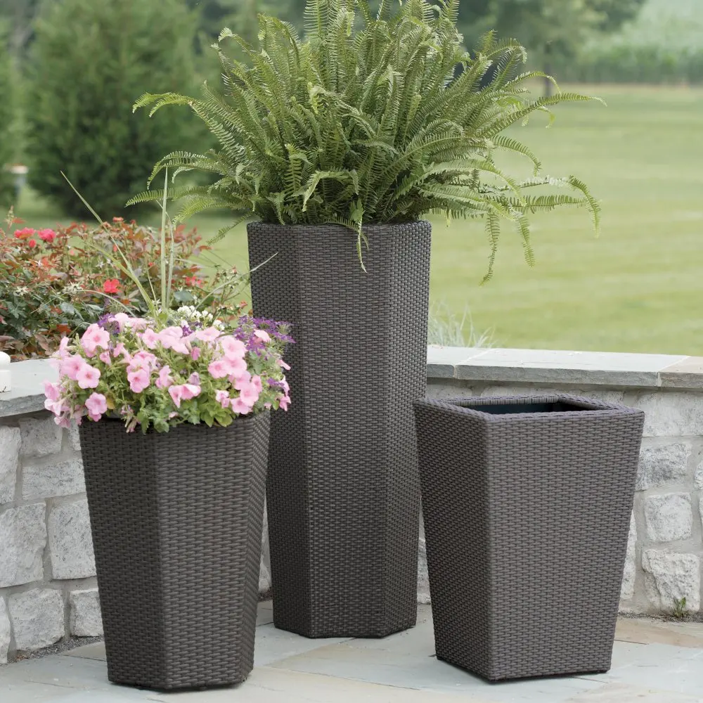 #Outdoor Garden Woven Rattan High-rise Flower Pots, High-quality Hotel Flower Pots