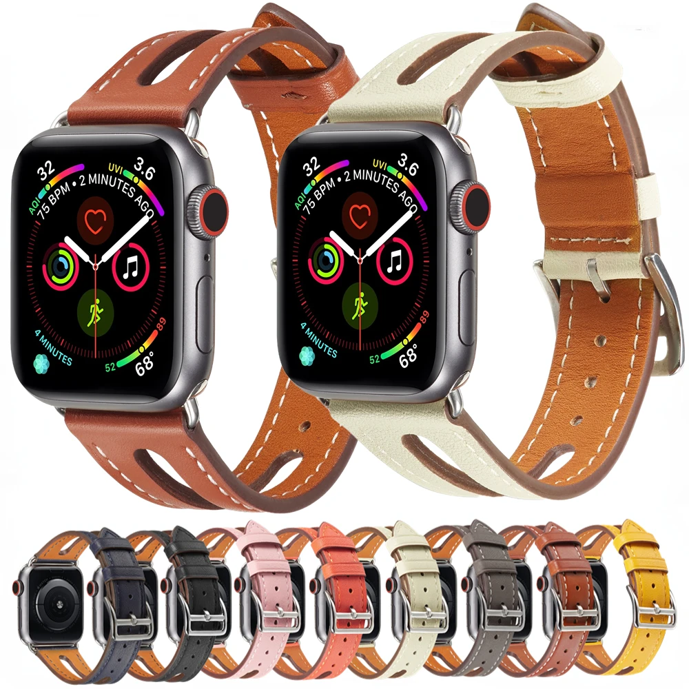 

Cow Window Leather Strap for Apple Watch Band 45mm 41mm 49mm 44 40mm 42 38mm Bracelet Wristband for iWatch Ultra 8 7 6 5 4 3 SE