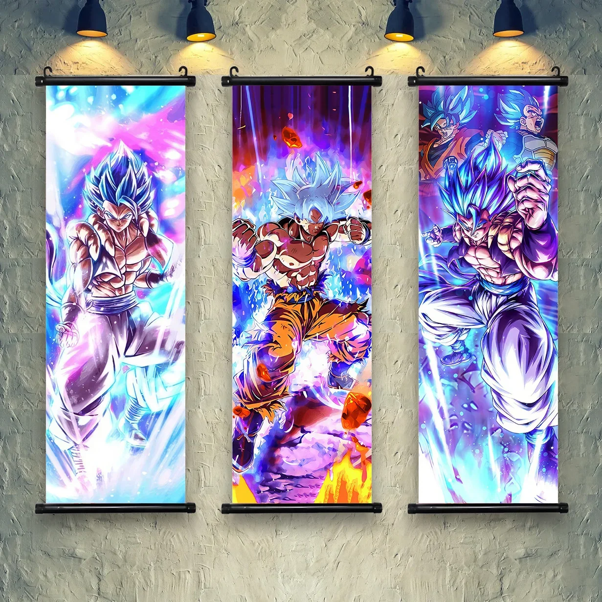 Póster impreso de Dragon Ball, obra de arte de pared de Anime, imágenes de Goku, pintura de Bejīta, lienzo, rollos colgantes de Super Saiyan, decoración de la habitación del hogar