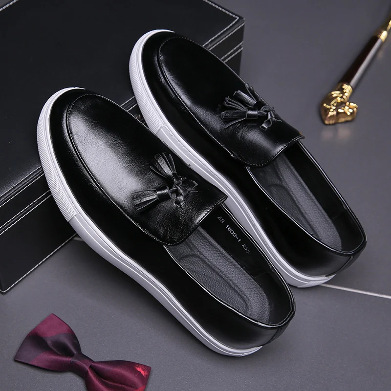 Men Vulcanize Shoes Platform Shoes Slip-on Lazy Casual Pu Leather Shoes Zapatos De Hombre