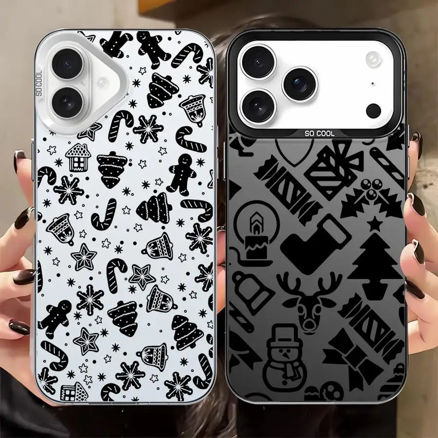 Creative Christmas Element Fashion Case for iPhone XS 11 17Air XR 16 17 Pro Max 15 Plus 12 13 14 16e Back Phone Cover