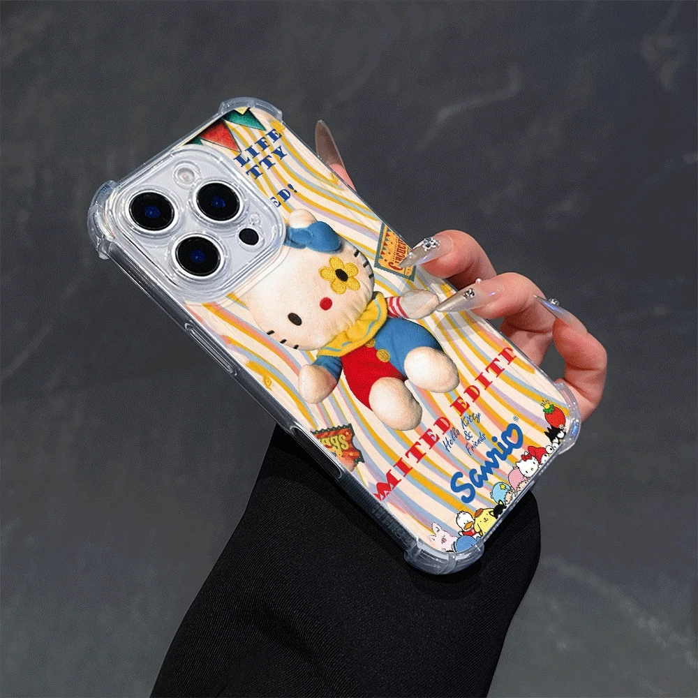 

Мягкий чехол для телефона «Hello Kitty» для iPhone 13, IPhone 16/15/14/13/12/11/x/xs/xs Max, женский прозрачный чехол для телефона Sanrio Anime для Iphone
