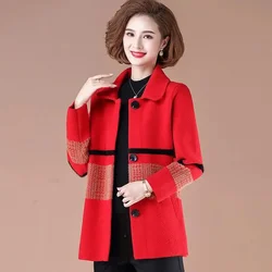 Woolen Coat Women's New Western-Style Jacket Spring Autumn 2025 Middle-Aged Female Knitted Cardigan Middle-Aged Mother's Outwear