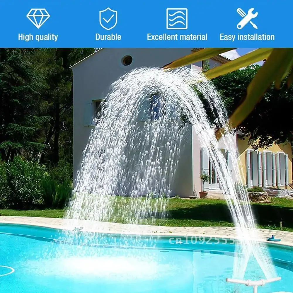 Fonte de piscina cascata ajustável, fonte de água com spray duplo, decoração de piscina, resfriamento engraçado para quintal