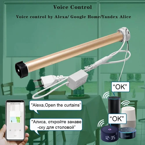 Imagen 2 del producto El Motor de tubo Lifelibero Tuya Wifi es adecuado para tubo de aluminio de 38mm Alexa Google, barra de obturador de Motor de cortinas eléctricas inteligentes