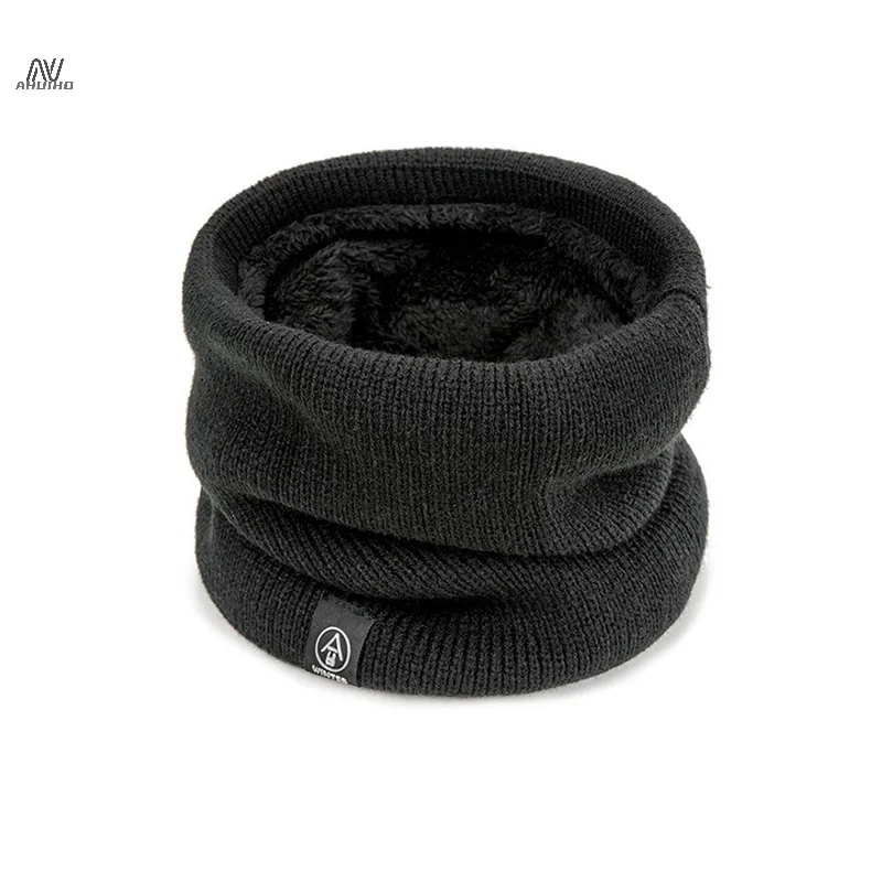 Knitted Scarf Winter Warm Snood Scarves Solid Thicken Wool Fur Neck Warmer Unisex Men Neck Scarfs Ring Female Pullover Scarf