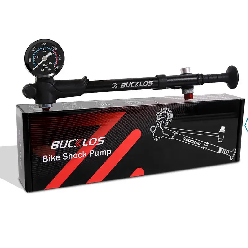 BUCKLOS Bicycle Air Front Fork Pump High Pressure 300 PSI Bike Rear Shock Pump Pressure Gauge Presta Schrader Valve Inflator