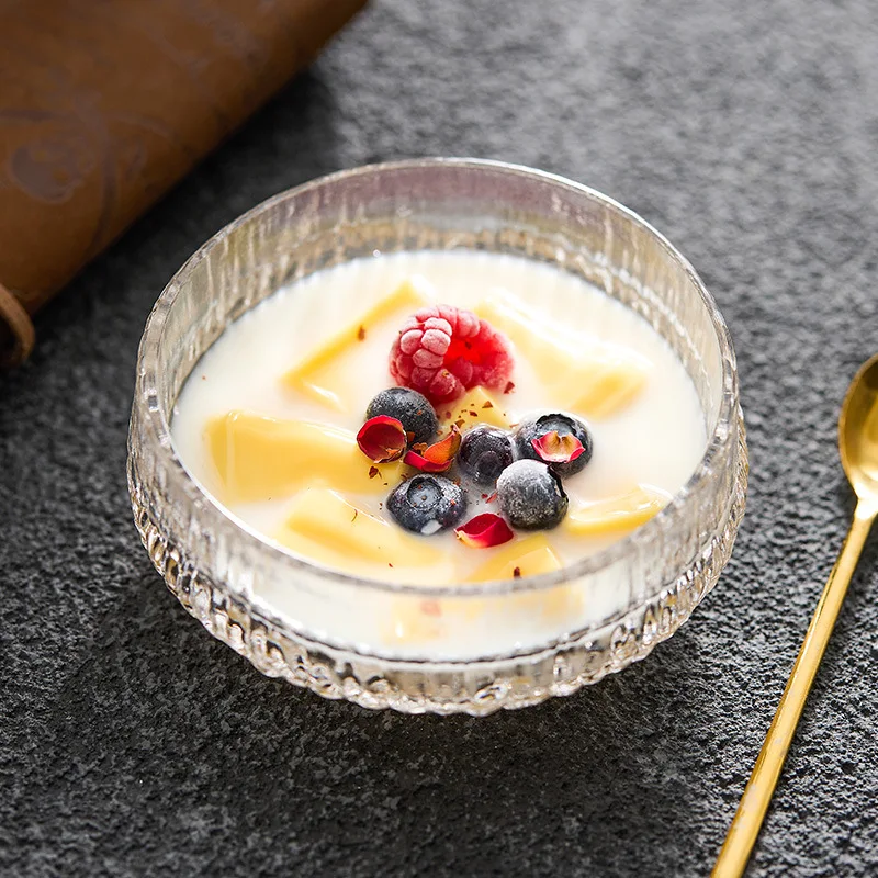 Round Three Legged Transparent Glass Bowl, Dessert Bowl, Fruit Salad Bowl, Soup Plate, Breakfast Plate, Glass Tableware