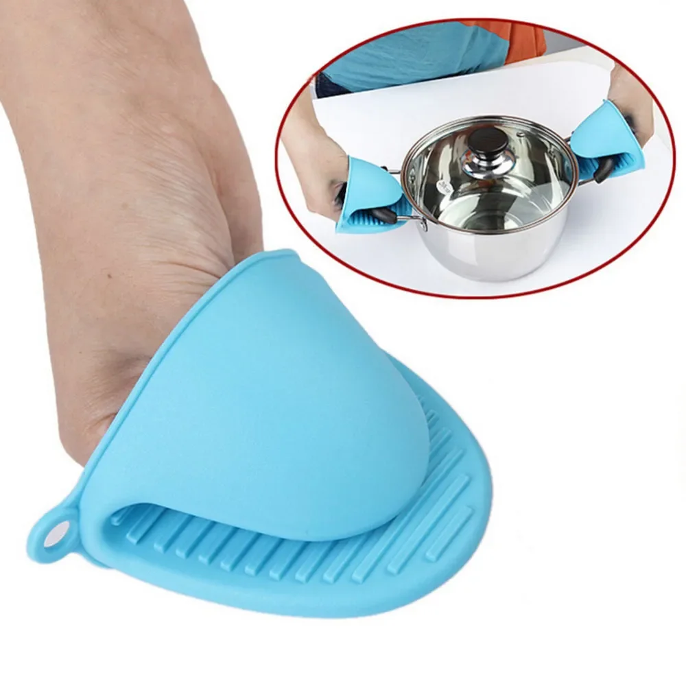 2 Stuks Keuken Ovenwanten Siliconen Warmte-isolatie Handschoenen Clip Dikker Bakken Siliconen Ovenwanten Anti-Slip Grips kom Pot Clips