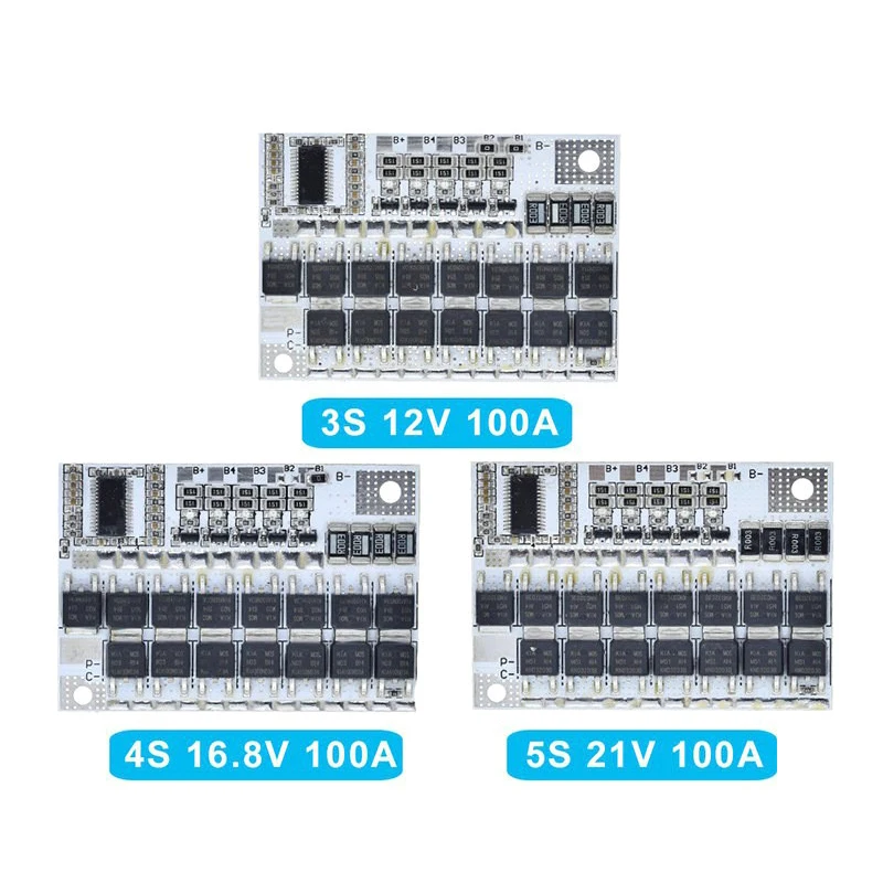 3s/4s/5s Bms 12v 16.8v 21v 3.7v 100a Li-ion Lmo Ternary Lithium Battery Protection Circuit Board Li-polymer Balance Charging