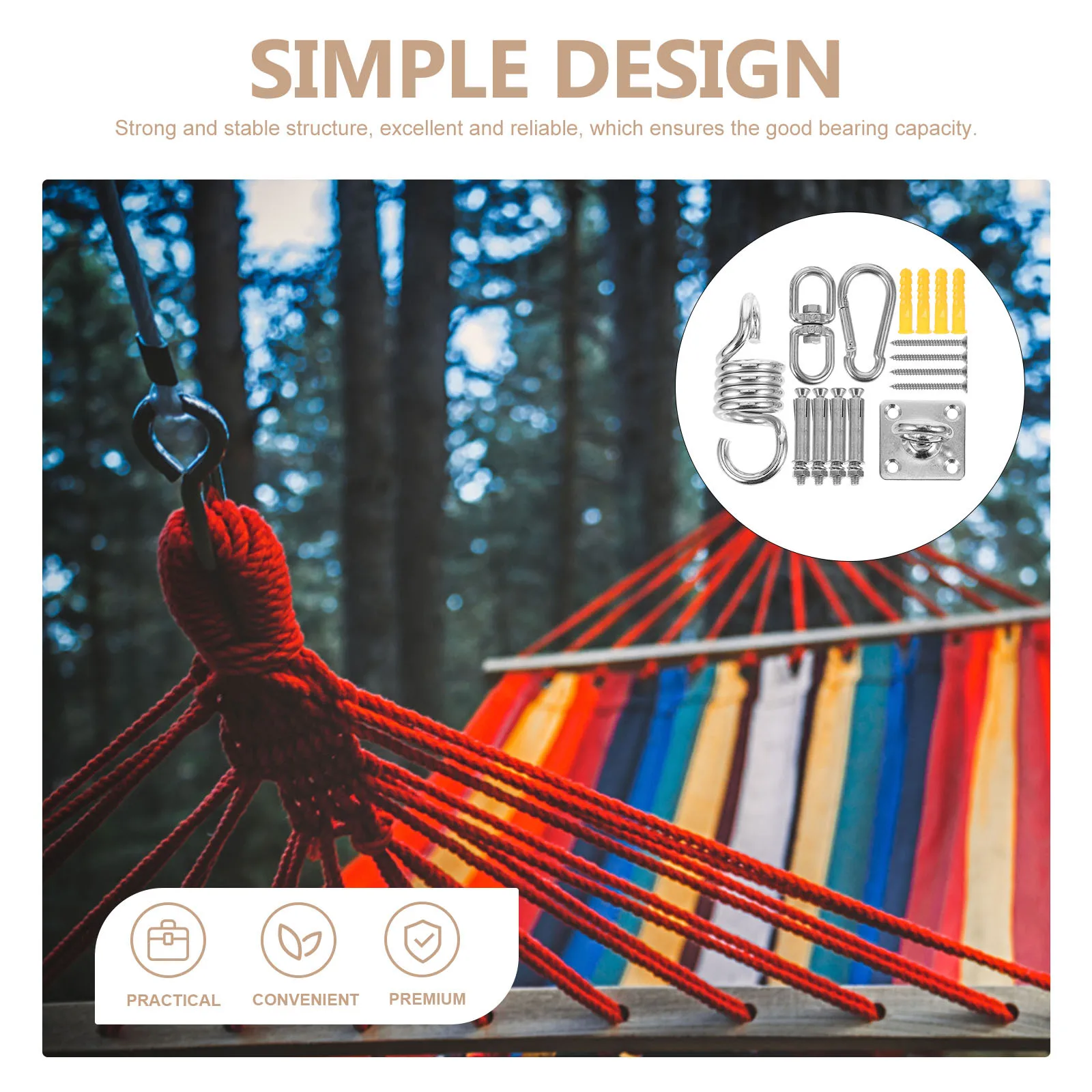 

1Set High Quality Hammock Parts Pad Eyes Plate Ceiling Hanger Easy to Use for Relaxing Fun Hammock Hanging Kit