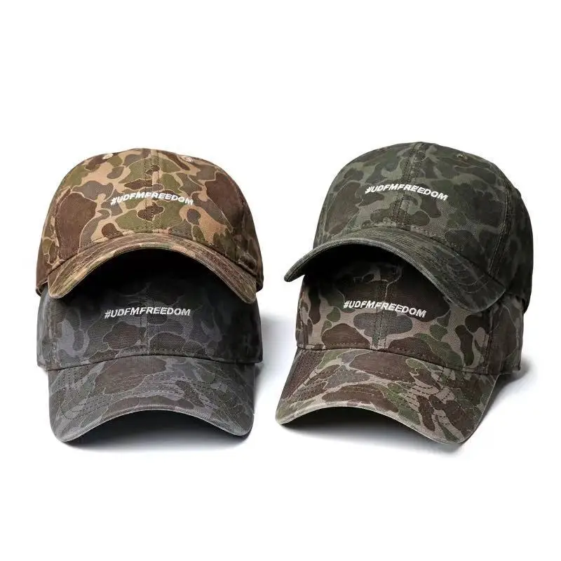 

New American Alphabet Embroidery Camouflage Baseball Cap Outdoor Leisure Curved Brim Adjustable Sunshade Sports Hat for Men