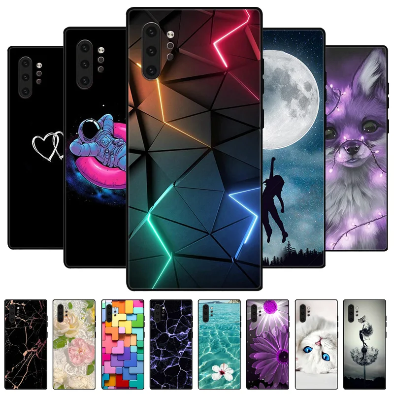 for Samsung Note 10 Plus Case Soft Bumper Back Cover for Samsung Galaxy Note 10 Plus Note10 Pro Case Note 10 + Fundas Luxury Cat