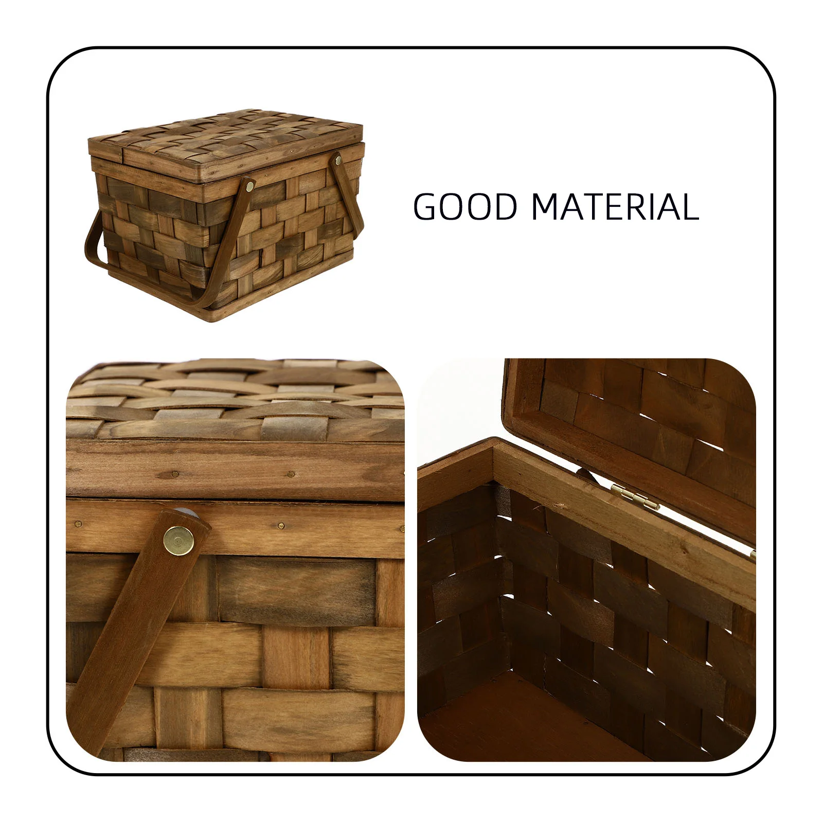 

Woven Picnic Lightweight Durable Portable Basket Sundries Basket Natural Wood Handmade Portable Sundries Container