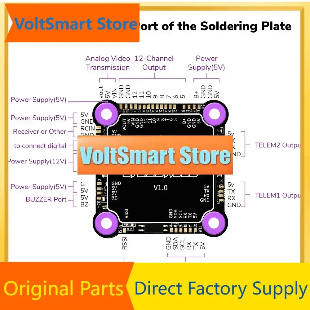 VoltSRadiolink CrossRace Flight Controller 12CH Output OSD Integrated, Compatible 4-in-1 ESC For 2-8 Axis Multirotor RC FPV Dron